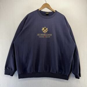 Vintage Marshlands Sweatshirt Men's 2XL Blue Canadian Wildlife Moose Sun Faded